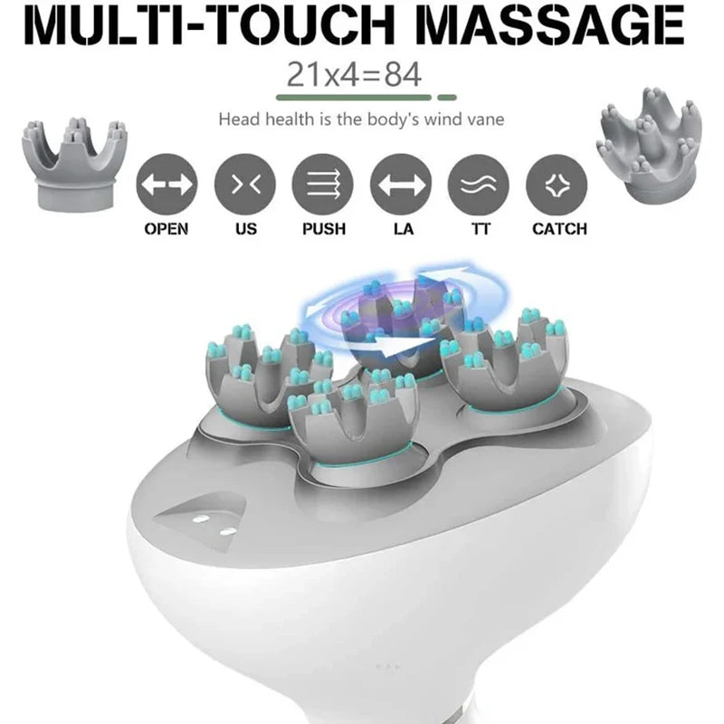 New Stress Relax Scalp Massager Rechargeable Prevent Hair Loss Kneading Vibrat Health Care Head Massager Promote Blood Circulat