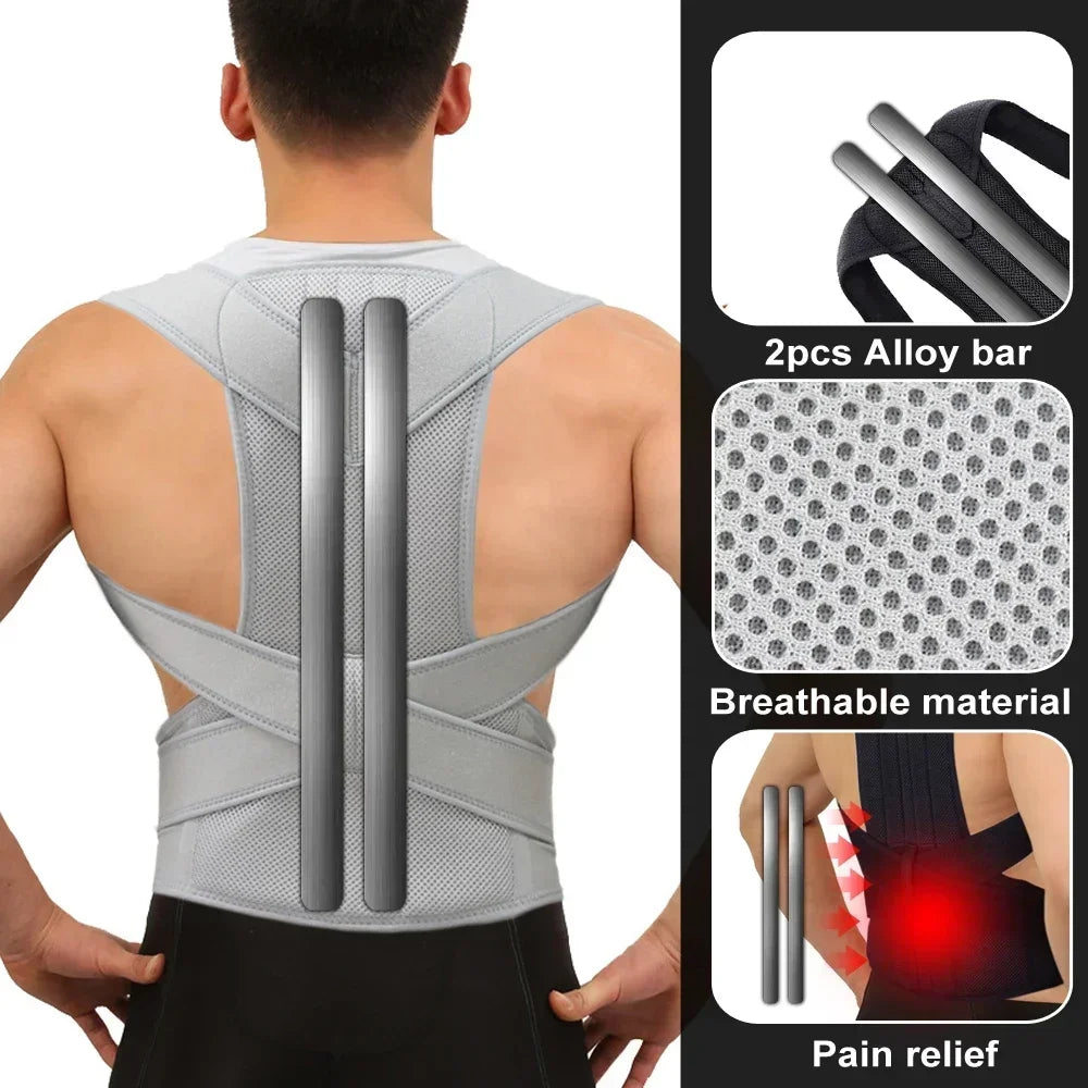 Adjustable unisex posture corrector brace. Hunchback correction, back alignment & claivicle support. Prevents slouching.