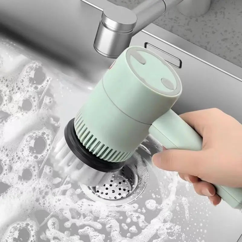 New Handheld Five in One Multifunctional Electric Cleaning Brush for Bathroom Washing and Kitchen Cleaning Tools