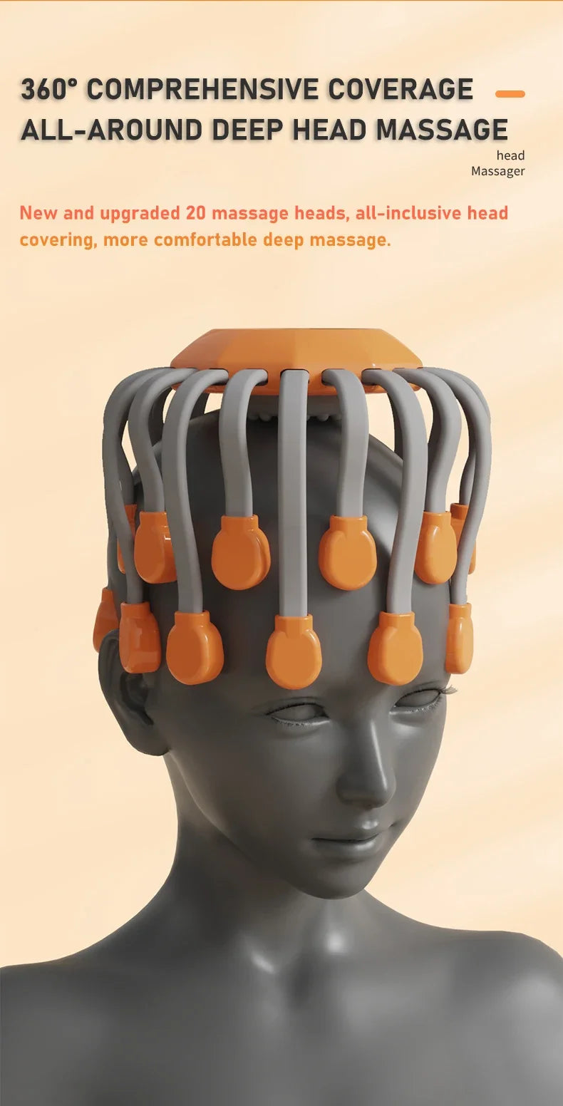 Scalp Head Massager Red Light Vibrator Octopus Scratcher For Relaxation Stress Migraine