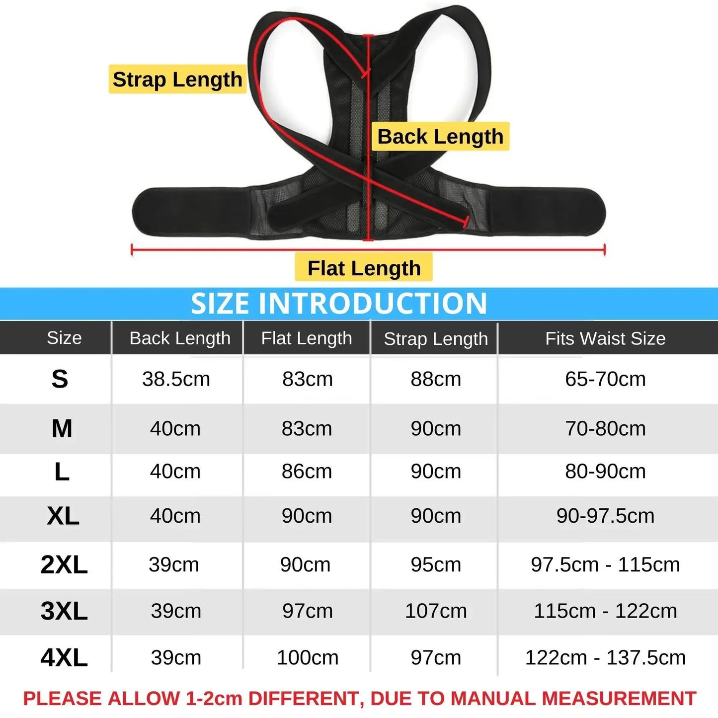 Adjustable unisex posture corrector brace. Hunchback correction, back alignment & claivicle support. Prevents slouching.