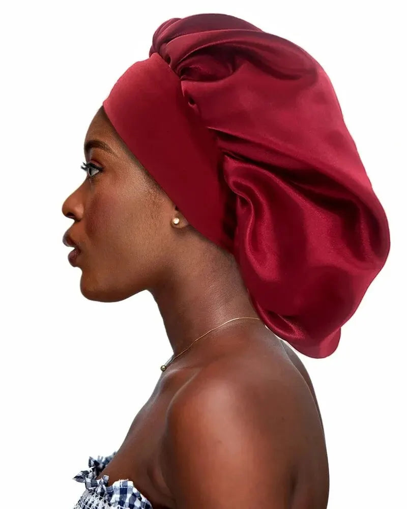 1pc Big Bonnets for Women Hair Care Large Satin Bonnet Silk Bonnet Hair Wrap for Sleeping Sleep Cap With Elastic Soft Band