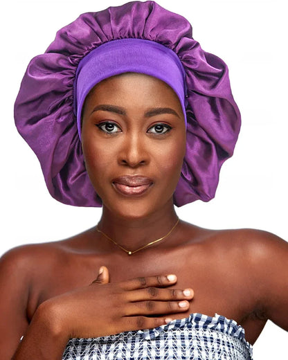 1pc Big Bonnets for Women Hair Care Large Satin Bonnet Silk Bonnet Hair Wrap for Sleeping Sleep Cap With Elastic Soft Band