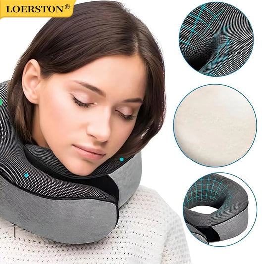 Memory Foam Travel Neck Pillow U-shaped Pillow Snail Style Travel Neck Support Portable Adjustable Soft Noon Break Sleep Pillows