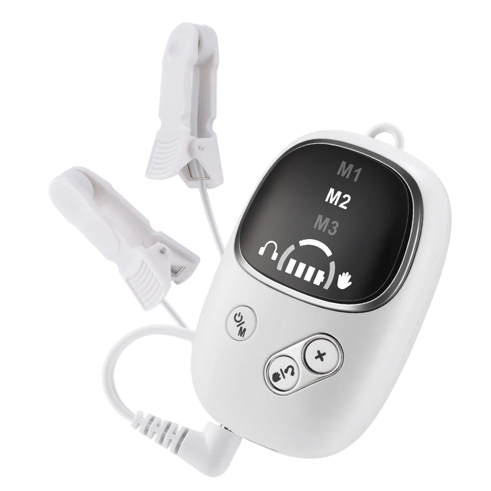 Handheld CES Sleep Aid Device Palm Pulse Massager for Insomnia Stress Anxiety Ear Clip Microcurrent Pressure Relief Help Sleep