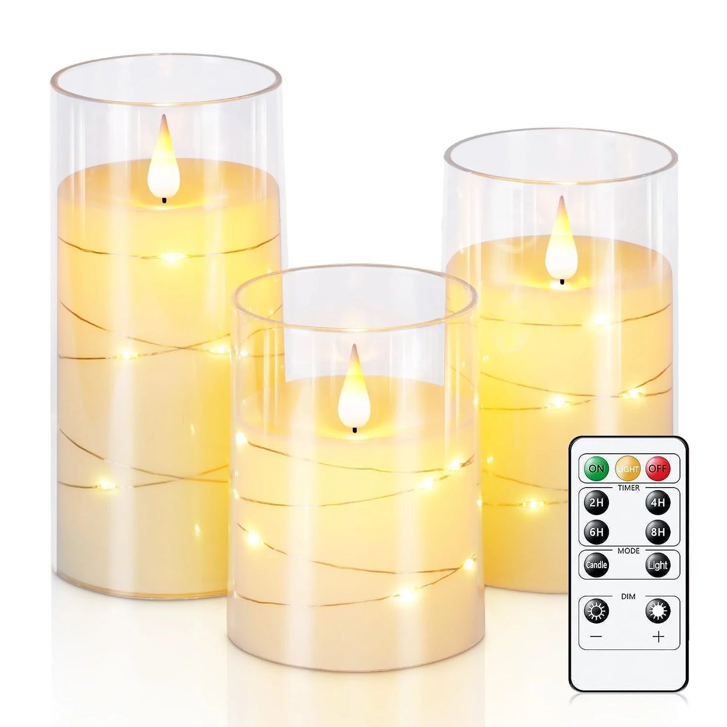 3Pcs Flameless LED Electronic Candle Dropping Wax Tea Light Realistic Flames Led Lamp Christmas Halloween Wedding Home Decor