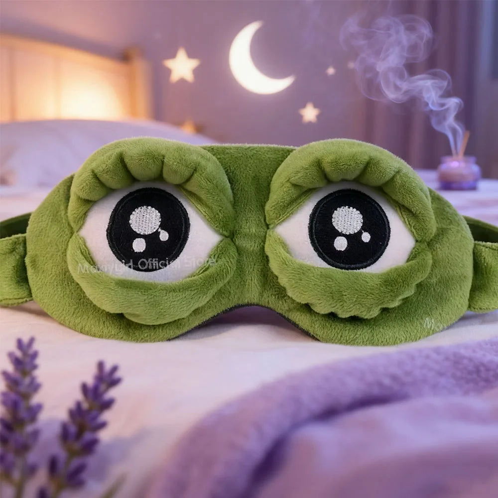 3D Sad Frog Sleep Mask Natural Sleeping Eyeshade Cover Shade Eye Patch Women Men Soft Portable Blindfold Travel Eyepatch