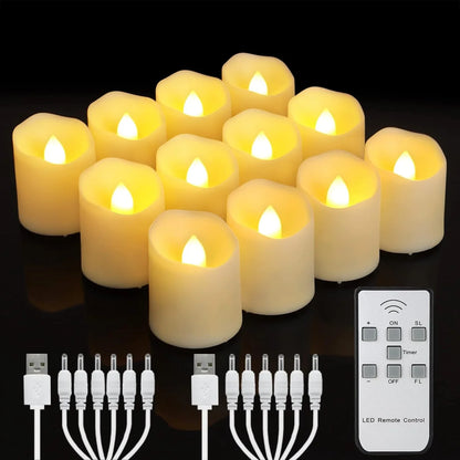 Rechargeable Led Candles Timer Remote LED Light Flameless For Wedding Room Garden Holiday Lighting Home Decor Tea Candle Lamp