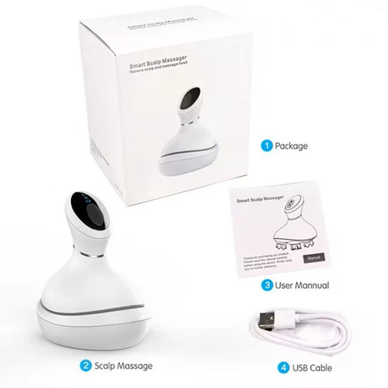 New Stress Relax Scalp Massager Rechargeable Prevent Hair Loss Kneading Vibrat Health Care Head Massager Promote Blood Circulat