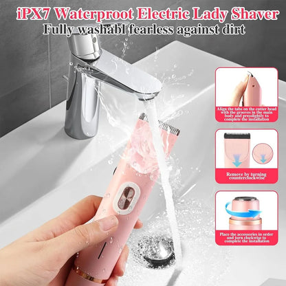 2in1 Electric Epilator Razors Painless Bikini Trimmer Facial Mustache Shavers Body Hair Trimmer for Women Facial Hair Remover