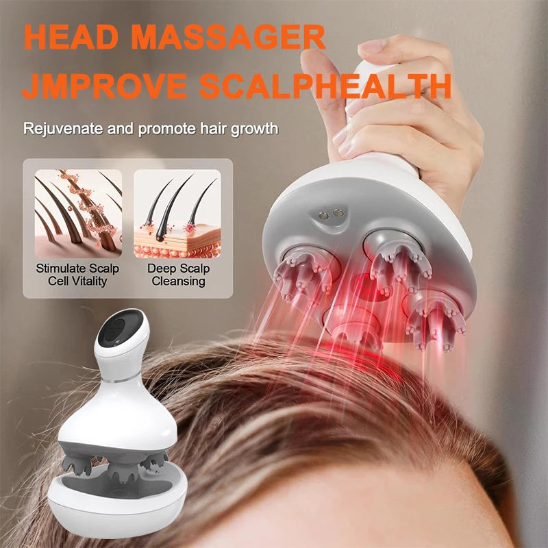 New Stress Relax Scalp Massager Rechargeable Prevent Hair Loss Kneading Vibrat Health Care Head Massager Promote Blood Circulat