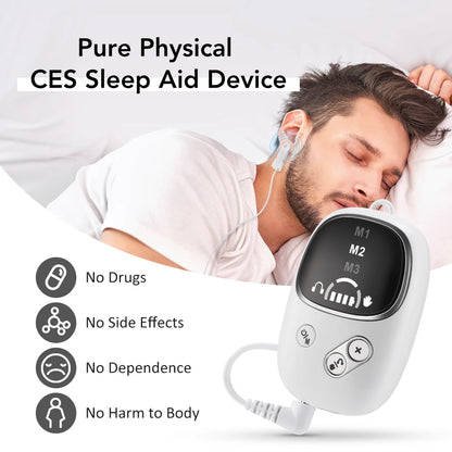 Handheld CES Sleep Aid Device Palm Pulse Massager for Insomnia Stress Anxiety Ear Clip Microcurrent Pressure Relief Help Sleep