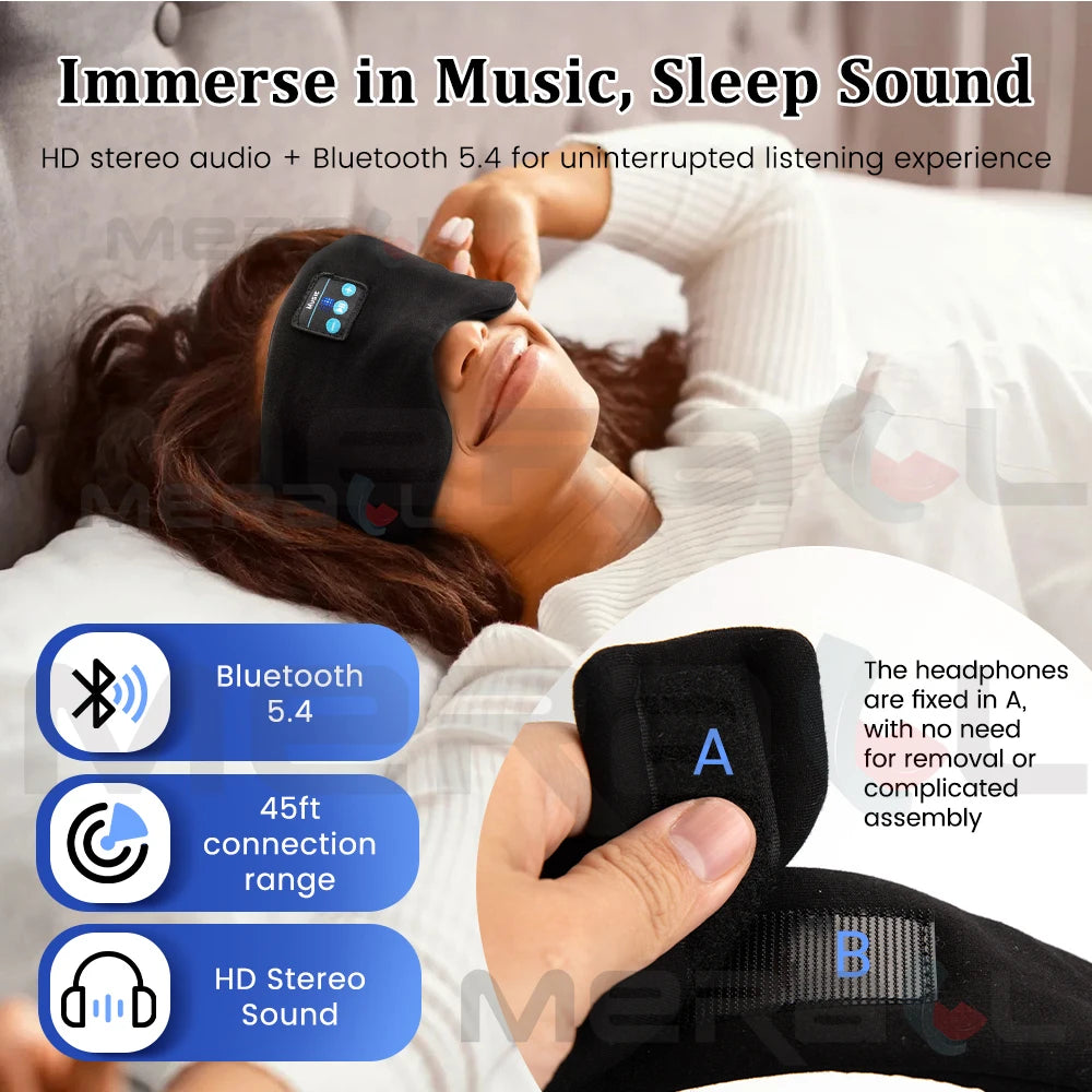 Mask for Sleep Headphones Bluetooth Travel 3D Eye Mask Music Play Sleeping Headphones Adjustable Music Eye Mask for Sleeping Aid
