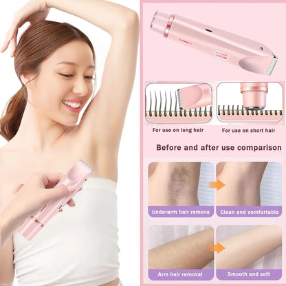 2in1 Electric Epilator Razors Painless Bikini Trimmer Facial Mustache Shavers Body Hair Trimmer for Women Facial Hair Remover