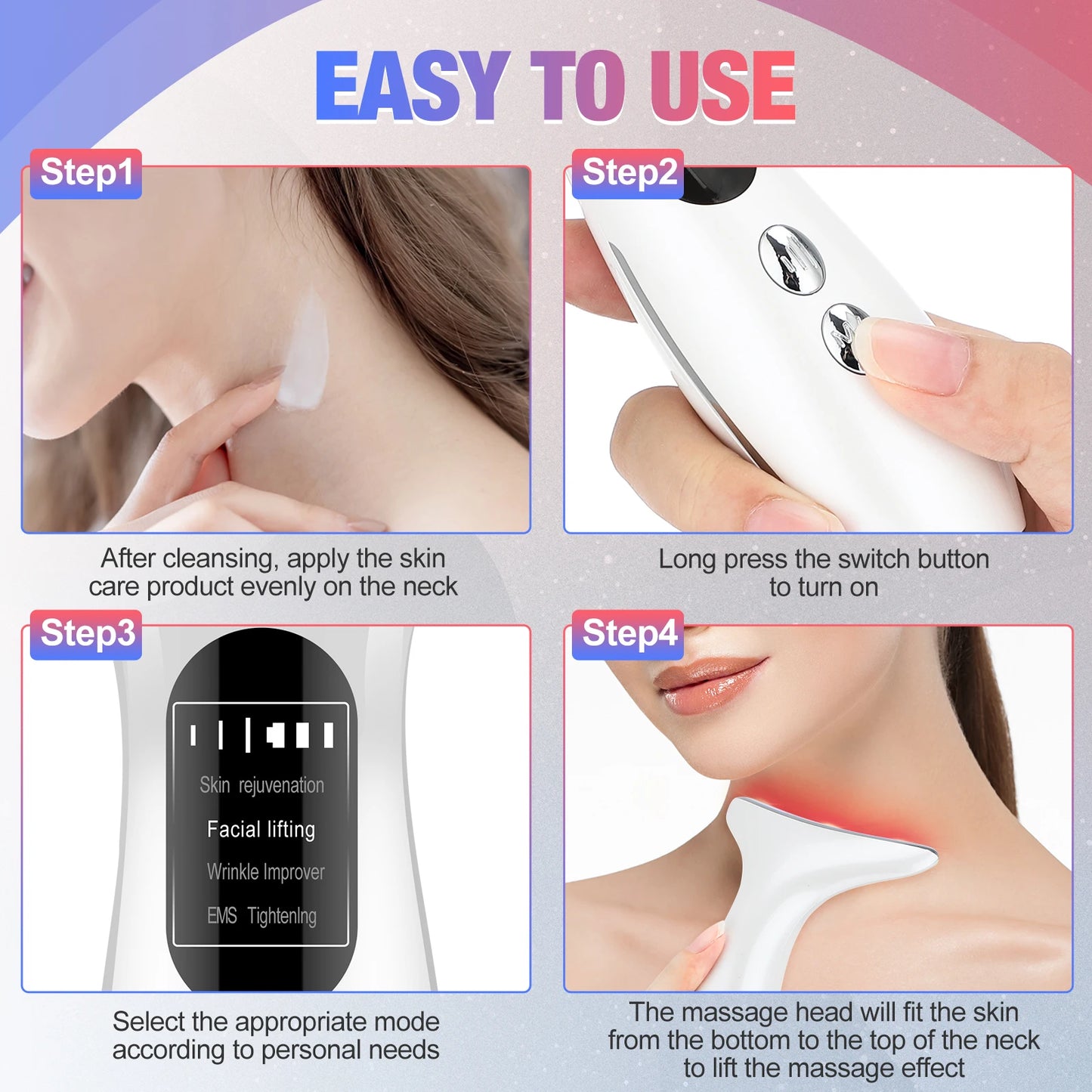 EMS Face Neck Lift Beauty Device Facial Massager LED Double Chin Remover Skin Rejuvenation Tightening Anti Wrinkle