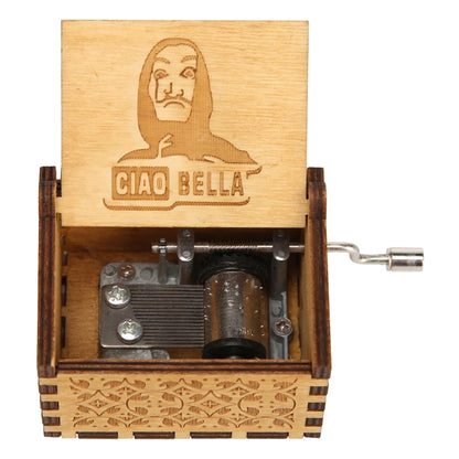 Retro Carved Wood Music Box Creative Chic Wooden Hand Cranked Music Box Home Decor Musical Box Halloween Christmas Gifts