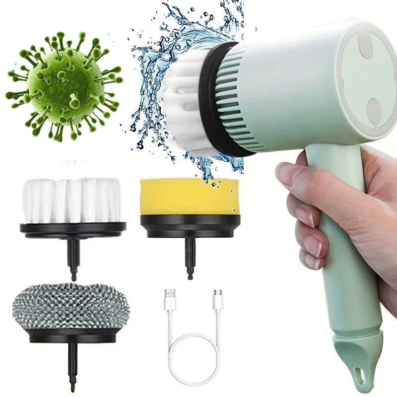 New Handheld Five in One Multifunctional Electric Cleaning Brush for Bathroom Washing and Kitchen Cleaning Tools