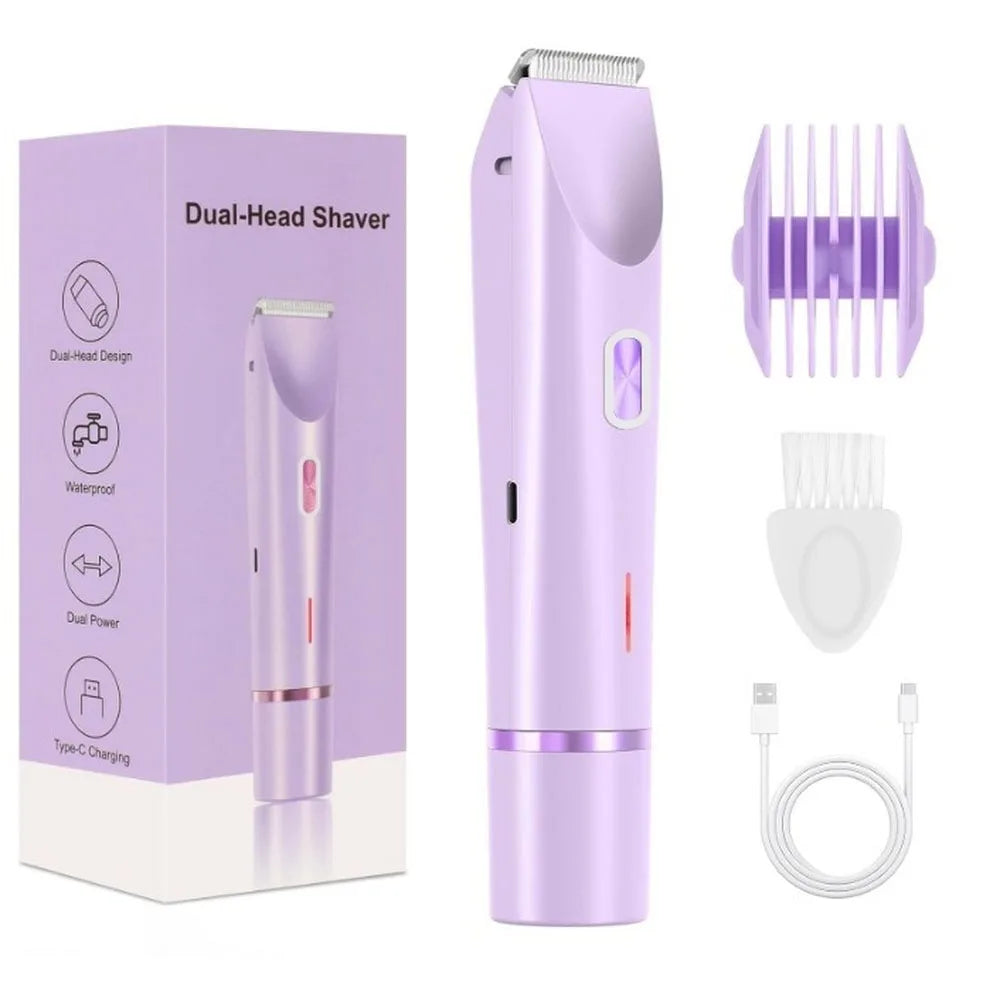 2in1 Electric Epilator Razors Painless Bikini Trimmer Facial Mustache Shavers Body Hair Trimmer for Women Facial Hair Remover
