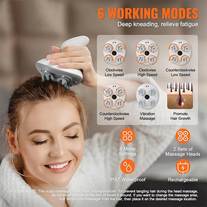 New Stress Relax Scalp Massager Rechargeable Prevent Hair Loss Kneading Vibrat Health Care Head Massager Promote Blood Circulat