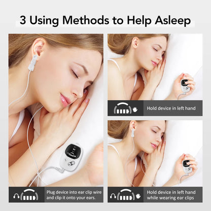Handheld CES Sleep Aid Device Palm Pulse Massager for Insomnia Stress Anxiety Ear Clip Microcurrent Pressure Relief Help Sleep