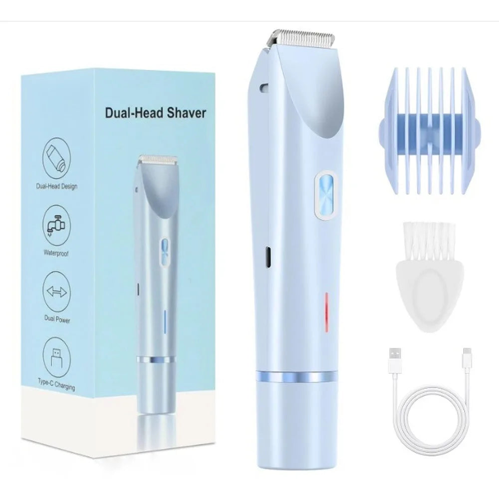 2in1 Electric Epilator Razors Painless Bikini Trimmer Facial Mustache Shavers Body Hair Trimmer for Women Facial Hair Remover