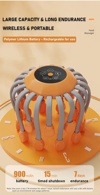 Scalp Head Massager Red Light Vibrator Octopus Scratcher For Relaxation Stress Migraine