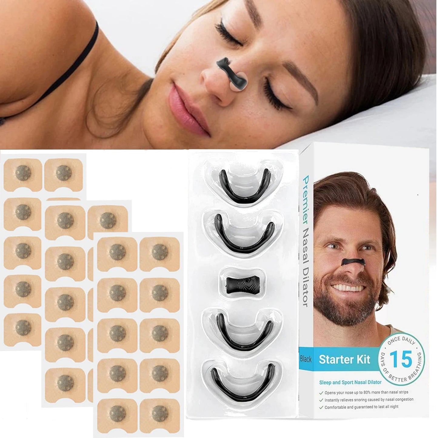 Sport Nasal Breathing Dilator Kits  Sleep Nasal Strips Nose Breathe Better Sleeping Anti Snoring Magnetic Nose Clip Nasal Strips