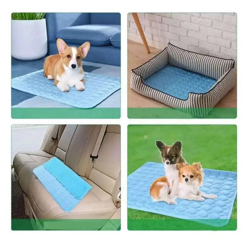 Cooling Dog Mat Summer Pad Mat For Dogs Cat Ice Silk Blanket Sofa Breathable Pet Dog Bed Summer Washable For Small Large Dog Cat